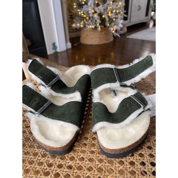 NEW Birkenstock Arizona Shearling Suede Leather Size 38 - Picture 5 of 9